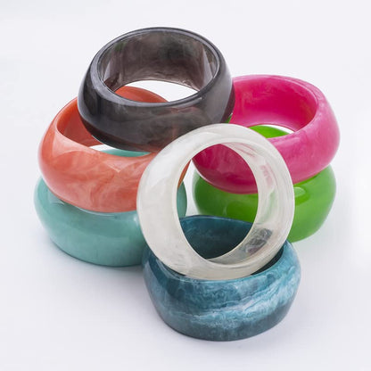 Pingyongchang Acrylic Colorful Resin Geometric Simple Open Bracelet Transparent Wide Cuff Bangle - color: Blue
