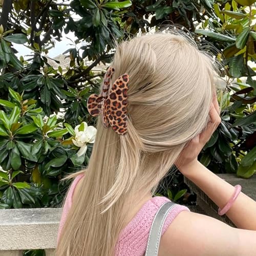 2Pcs Leopard Print Hair Claw Clips Large Non-Slip Hair Clips for Women Thick Thin Hair Cute Hair Clips for Women Ideal Gift for Birthday Holiday Friends Family and Teachers - color: Leopard Print