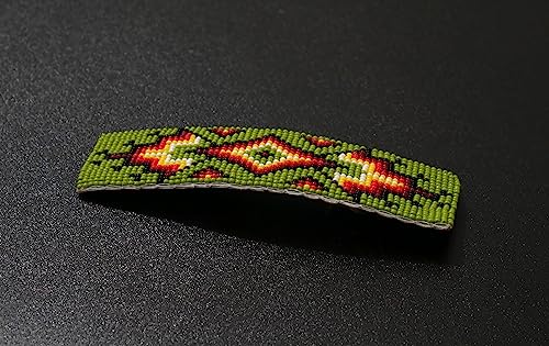 Beaded Hair Clips Native American Style Handmade Collection (Green With Earring) - color: Green With Earring