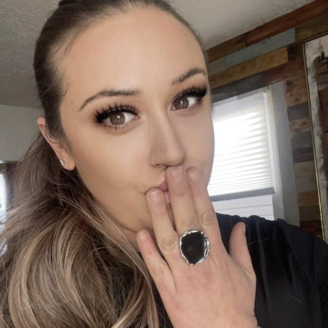 Black Rings for Women Chunky Statement Rings for Women Big Black Stone Ring Large Thick Cocktail Signet Ring Chunky Jewelry - style: 1 - S
