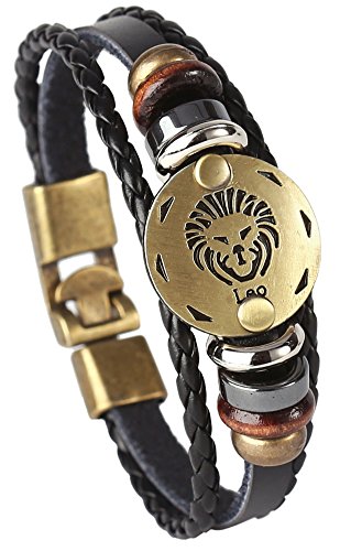 Punk Alloy Leather Bracelet for Constellation Braided Rope Bracelet Bangle - style: Leo
