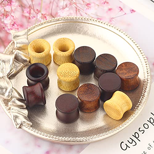 12pcs Wooden Gauges For Ear Nature Wood Tunnels Earrings Plugs Vintage Body Piercings Saddle Stretchers Set 2G-20mm - style: #1 20mm=3/4''