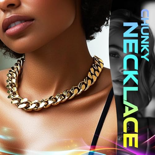 CLOACE Chunky Choker Necklaces Layered Pendant Necklace Chain Punk Thick Necklace Accessories for Women - color: silver