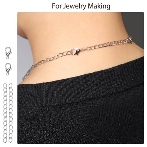 LEOBRO Jump Rings, 968pcs Keychain Making Kit, Keychain Clip and Key Ring, Key Chain Rings, Lobster Claw Clasps for Keychains, Charm Bracelet Jewelry, Silver - color: Silver