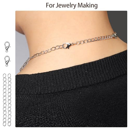 LEOBRO Jump Rings, 968pcs Keychain Making Kit, Keychain Clip and Key Ring, Key Chain Rings, Lobster Claw Clasps for Keychains, Charm Bracelet Jewelry, Silver - color: Silver
