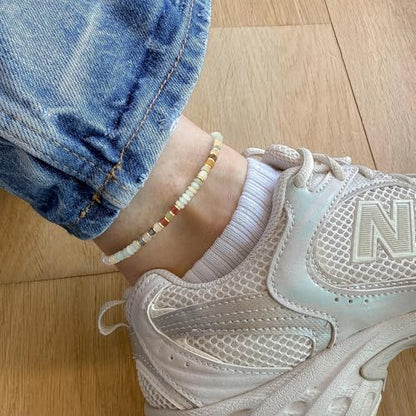 Natural Stone Beaded Anklets for Women Teen Girl Gifts Trendy Stuff Boho Anklet Colorful Bead Ankle Bracelets for Women Waterproof Handmade Beach Gifts Summer Jewelry Birthday Christmas Gift - color: Amazonite