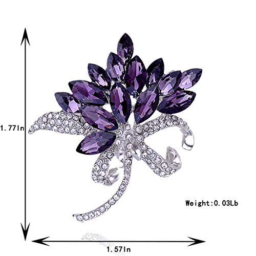 seven wolves Women's Austrian Crystal Brooch Wedding Flower Leaf Bouquet Brooch - color: 1-Multicolor Purple
