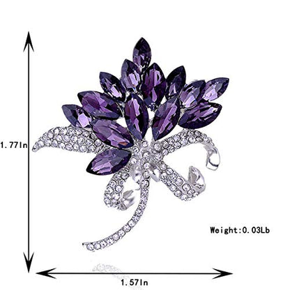 seven wolves Women's Austrian Crystal Brooch Wedding Flower Leaf Bouquet Brooch - color: 1-Multicolor Purple