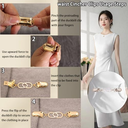 2 PCS Waist Cincher Clips Dress Clips Back Cinch for Shawl Cardigan Sweater Clothes Shirt Tightener Clip(Silvery Golden) - color: Color R2