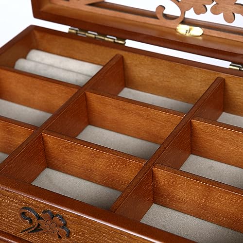 Changsuo Wooden Jewelry Box for Women with Drawers, Medium-sized Jewelry Storage Organizer with Acrylic Lid - size: Three-drawer