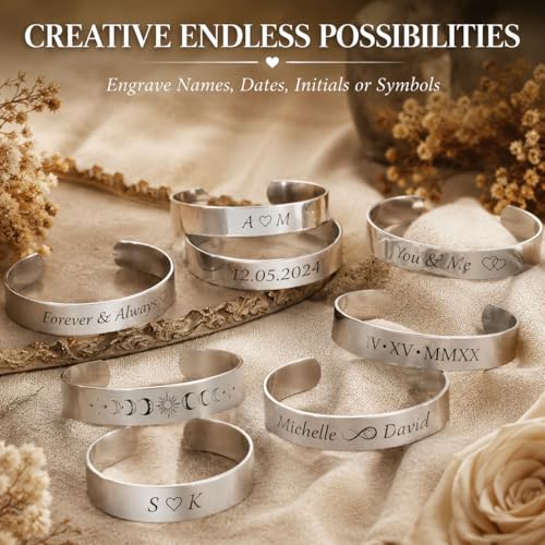 Operitacx 8Pcs Stainless Steel Cuff Bracelet Bases - Adjustable Metal Arm Cuff Blanks for Jewelry Making - Open Bangle Engraving Blanks for DIY Crafts - color: 8Pcs-20mm