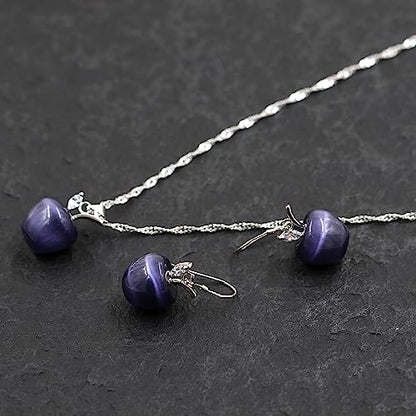 Uloveido Apple Necklace and Earrings Set for Women Cute Apple Jewelry Set for Teacher Mom YL007 - color: Purple