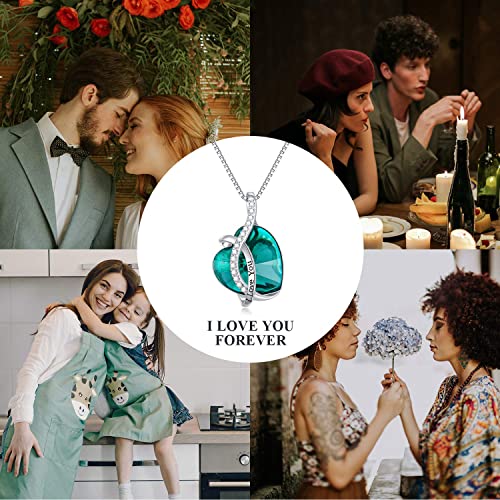 AOBOCO I Love You Sterling Silver 12 Birthstone Heart Pendant Necklace Embellished with Crystals from Austria, Mother's Day Anniversary Birthday Jewelry Christmas Gifts for Women Grandma Nana - color: F-May