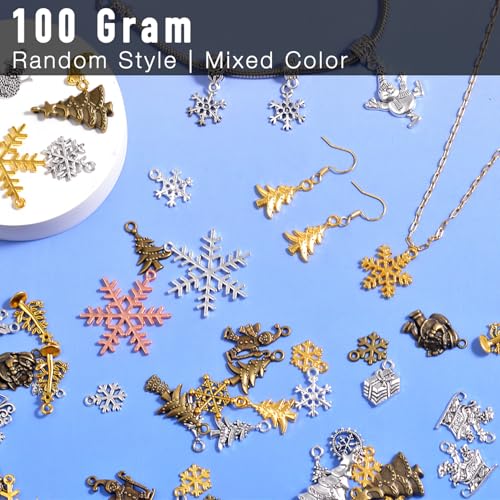 stino 100 G Mixed Style Metal Charms for Jewelry Making, Bulk Silver & Gold Plated, for Bracelet, Necklace, Earrings DIY Crafts - style: Christmas