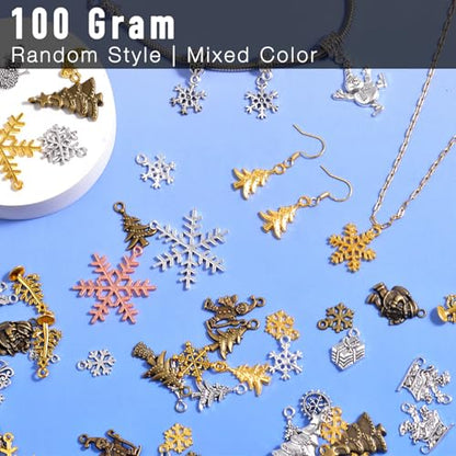 stino 100 G Mixed Style Metal Charms for Jewelry Making, Bulk Silver & Gold Plated, for Bracelet, Necklace, Earrings DIY Crafts - style: Christmas