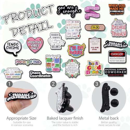 4/6/9/10/12/16/20PCS Cute Enamel Pins Bulk Set, Art Aesthetic Lapel Brooches, Humorous Quote Pins for Backpacks Jackets Hats Bags, Novelty Cool Badges for Women, Men, Teens, Kids - style: 20pcs B