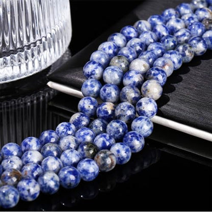 Natural Stone&925 Sterling Silver/18K Gold Anklet,│4MM│9-12 in│, Hand Woven, Adjustable Size - color: Bluepoint Stone