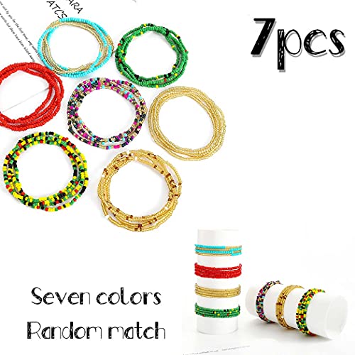 African Waist Beads Chain Layered Belly Body Chain Beach 7Pack Waist Jewelry Body Accessories for Women - size: 71inch/180cm