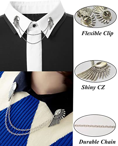 12pcs Vintage Sweater Shawl Clips Retro Cardigan Collar Shirt Waist Dresses Chain Clip Antique Flowers Pattern Brooch Pins for Women - style: B:12Pcs