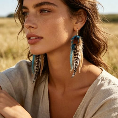 Feather Earrings Native American Earrings Boho Dangle Earrings for Women Tribal Indian Dreamcatcher Hippie Western Festival Summer Beach Jewelry - color: A2:Boho Dangle Earrings