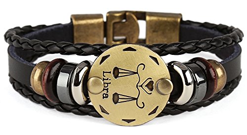 Punk Alloy Leather Bracelet for Constellation Braided Rope Bracelet Bangle - style: Libra
