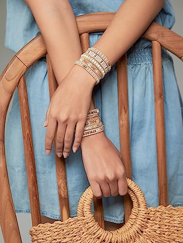Bracelet for Women – Handmade Vegan Boho Natural Stone Layered Bracelet, Thailand Bohemian Stackable Beaded Wrap Bracelets, Summer Hippie Bracelet Stack, Fashion Jewelry Gifts - color: A16-Nude