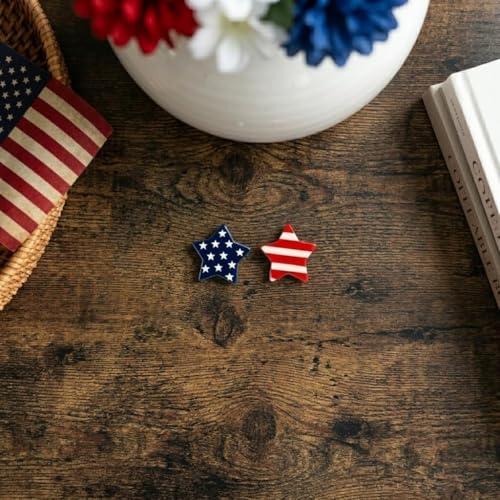 4th of July Earrings,Patriotic Dangle Stud for Women, Fourth of July Jewelry for Veterans Day - color: TwoStars