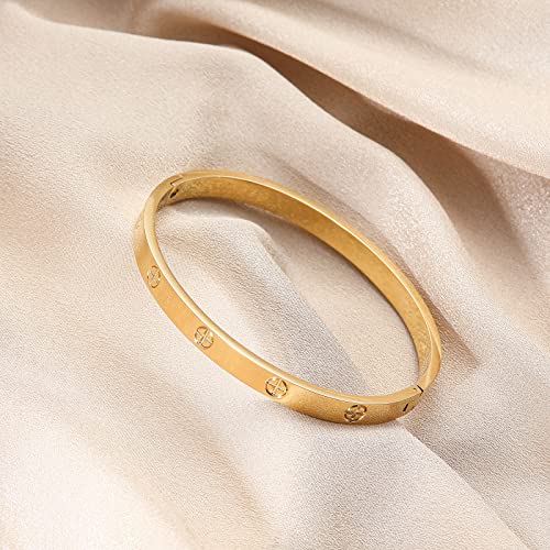 2-Pack Friendship Bracelets for Women, 18K Gold Plated CZ Cuffs - size: Small