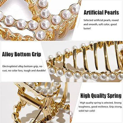 Hair Claw, Pearl Hair Clip, Strong Hold Hair Jaw Clips for Thick Hair, Fashion Hair Clips Accessories Gift for Women Girls Daughter Girlfriend - color: Small pearl hairpin