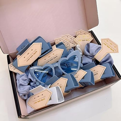 Bridesmaid Scrunchies Proposal Gifts Bachelorette Hair Claws Clips women heart sunglasses for Wedding Party Favors (Dusty Blue headband 48pcs) - color: Dusty Blue Headband 48pcs