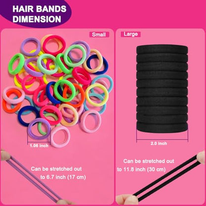 130 Pcs Baby Hair Ties Set, 120 Pcs Small Hair Ties and 10 Pcs Large Hair Ties, Seamless Hair Bands for Girls and Kids Elastic Ponytail Holders (Colorful) - color: Colorful