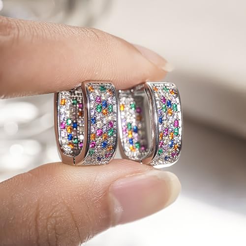 Luxury Paved Cubic Zirconia Hoop Earrings for Women Wedding Trendy Jewelry - color: E5322