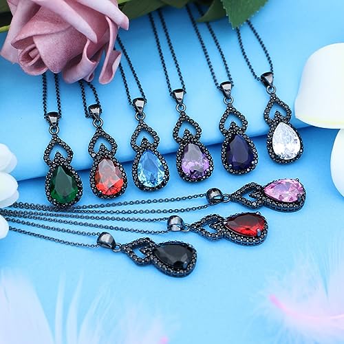 LMXXVJ Women Jewelry Set Platinum Plated Necklace Open Ring Earrings Bracelet Set,Birthday/Anniversary Mother’s Day Jewelry Gifts for Mom/Wife/Sister/Best Friend - color: Black Gun-Purple