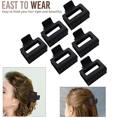 12 Pack Black Square Claw Clips, Big and Small Neutral Rectangle Hair Claw, Non-slip Matte Large Hair Clips for Women,Strong Hold jaw clip for Thick Thin Hair - color: Mixed Black