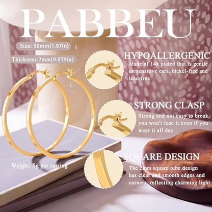 925 Sterling Silver Hoop Earrings Silver Hoops Earring Large Hoop Earrings | Jewelry for Her Gift Large Silver Hoop Earrings Hypoallergenic Thin Hoop Earring for Women Sensitive Ears 20/30/40/50/60/70mm - color: 50mm Gold