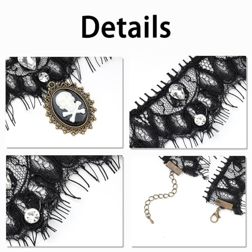 MILAKOO Lace Tattoo Choker for Women Elegant Goth & Elegant Necklace Collarbone Pearl Pendant Collar - color: Black B