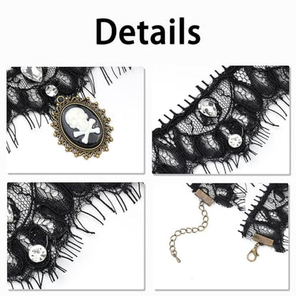 MILAKOO Lace Tattoo Choker for Women Elegant Goth & Elegant Necklace Collarbone Pearl Pendant Collar - color: Black B