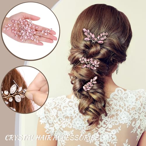 Wedding hair accessories, Bridal for piece, brides headpiece comb（Pink） - color: Pink