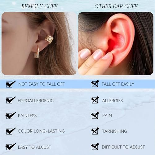 Gold Ear Cuff for Women, 14K Gold Plated Single Non-Pierced Earring with Micro-Pave Cubic Zirconia Adjustable Open Ear Clip for Daily Wear & Special Occasions - color: ear cuff-S 003