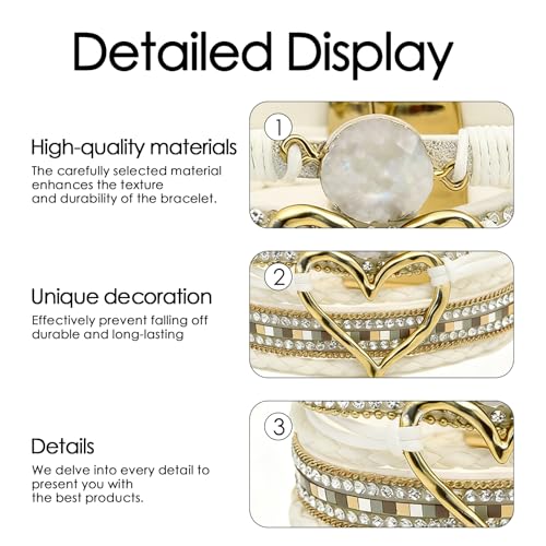 Leather Wrap Bracelets for Women, Boho Leopard Multi-Layer Crystal Beads Cuff Jewelry - color: J-Warp-019