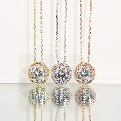 A+O Gift for Mom, Aunt, Grandma - Solitaire Halo Necklace in Gold, Rose Gold, Silver - style: MOTHER, Silver
