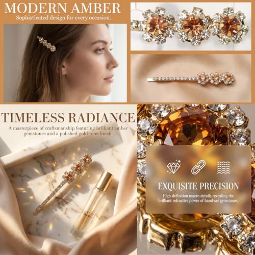 16Pcs Bobby Pins for Women Cute Rhinestone & Pearl Decorative Hair Clips Gold Hair Barrettes, Hair Accessories for Everyday Fashion Style & Party (16, Gold)
