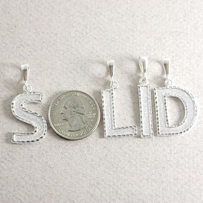 Personalized 1.0 Inch Solid.925 Sterling Silver Initial A-Z Charm - style: C