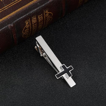 Tie Clips for Men Classic Tie Clip Set Necktie Tie Bar Clips jewelry Box Gift - color: Silver