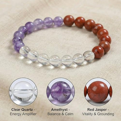 Bivei Protection Crystal Healing Bracelet | 8MM Strength Bracelet Spiritual Stretch Beaded Jewelry for Women Men Gift - color: Health, size: Medium 6.8-7.3 inch