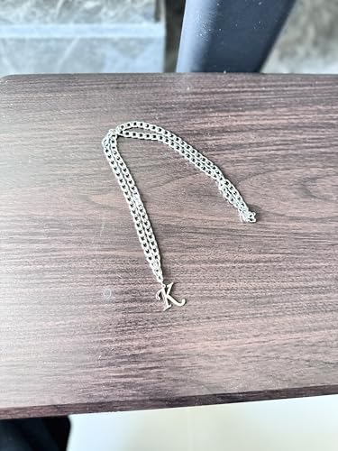 Stainless Steel Initial A-Z Necklace for Men Women,Cuban Chain,Titanium Steel Initial Letter Pendant Charm Necklaces Accessories Jewelry for Woman Man,21 Inch Chain - color: K