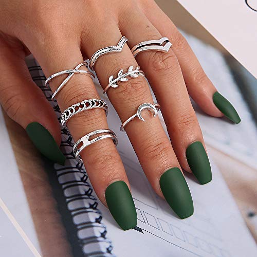 HUJUON 27-34PCS Knuckle Rings Set for Women Stackable Finger Ring Sets Vintage Joint Midi Rings Gold/Silver Star Moon Stacking Rings for Women - style: 34PCS