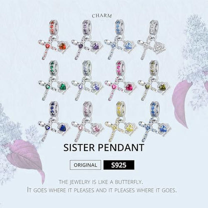 Silver Cross Birthstones Charm Fit for Pandora Charms Bracelet Crown Dangle Charms Beads Birthday Jewelry Gifts for Women - style: March