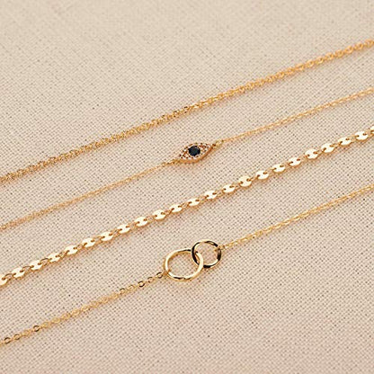 LOYATA Chain Bracelet Gold Link 14K Gold Plated Dainty Pearl Bracelet Simple Jewelry Gift for Women - style: Sequins