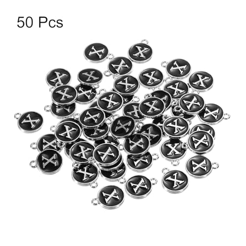 MECCANIXITY Alphabet Enamel Letter Charm Jewelry Charm Pendant for Jewelry Making, Bracelet, Craft - style: X